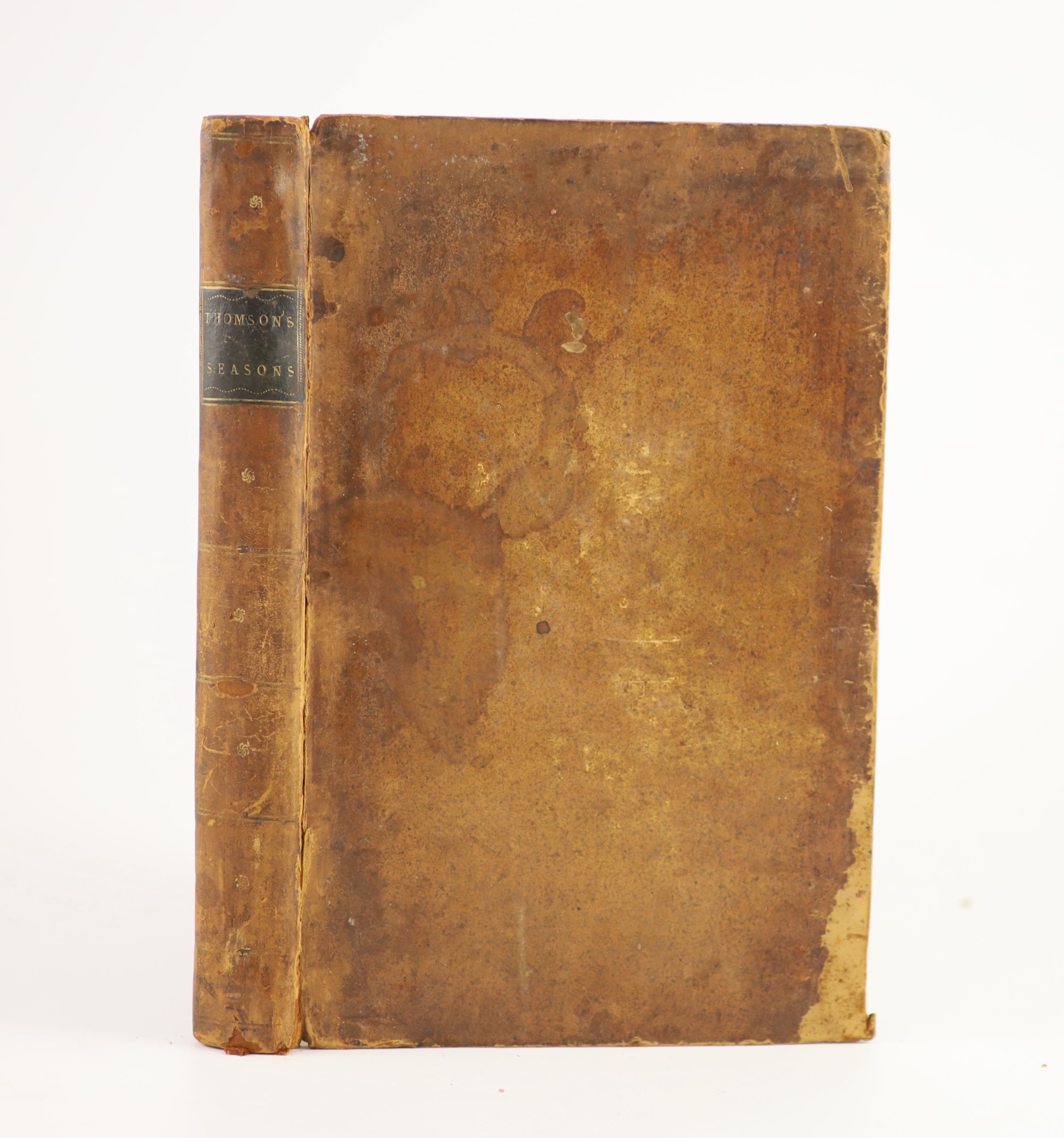 Thomson, James - The Seasons, edited by Percivil Stockdale, qto, calf, with portrait frontispiece, engraved title and 4 plates, browned and spotted throughout, A. Hamilton, London, 1793